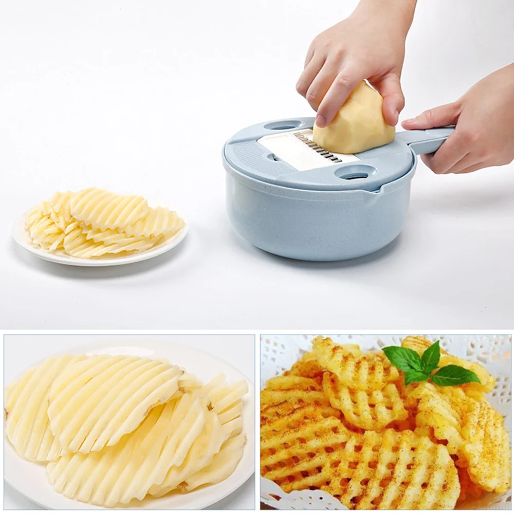 

Multifunction 8 In 1 Vegetable Fruit Slicer Chopper Kitchen Cutter Grater Fruit Slicing Tools,Food Storage Container for Potato