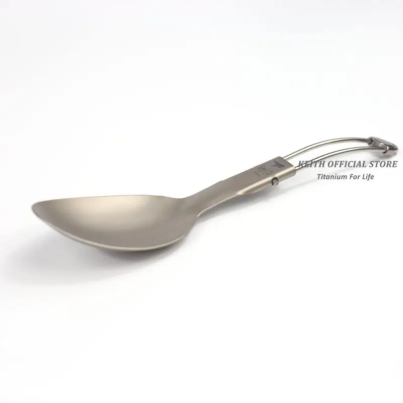 Keith titanio plegable cuchara Camping viaje mesa de Picnic senderismo mango largo conveniente de titanio puro cuchara 22G Ti5315