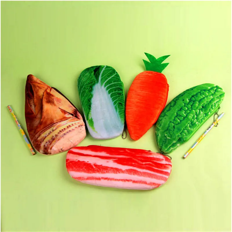 

1PCS Good Quality Creative Students Stationery Simulation Fruit Meat Pencil Case Creative Cool Fish-Shaped Fun Pencil Case