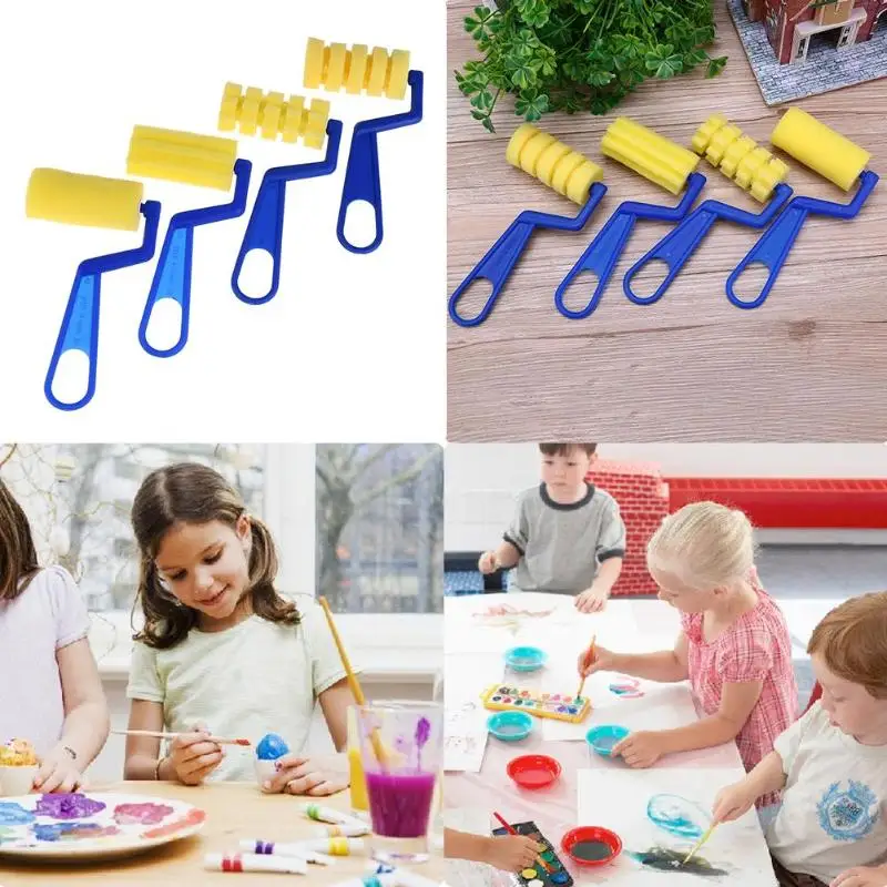 Koop 4 stks set Spons Schilderij Borstel Handvat Tekening Borstels Levert Kinderen Kids Graffiti Art Tekenen Schilderen Tool Schoolbenodigdheden