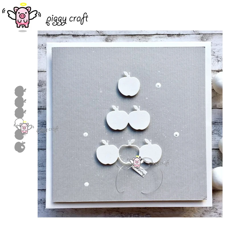 

Piggy Craft metal cutting dies cut die mold a row of apples heart Scrapbook paper craft knife mould blade punch stencils dies