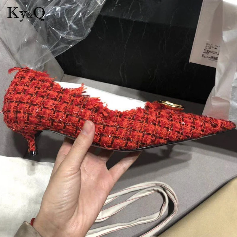 Sexy Femme 5 Talons Pointu Mince 2018 Soirée Pompe Treillis Printemps Chaussures red Couleurs Black 2 Bout Marques De 3 Femmes Cm Pompes n5W8UnzO