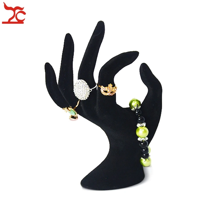 Lady Mannequin Ok Shapped Stand Hand Black Velvet Ring Bracelet Necklace Chain Watch Display Holder Stand 11*17cm