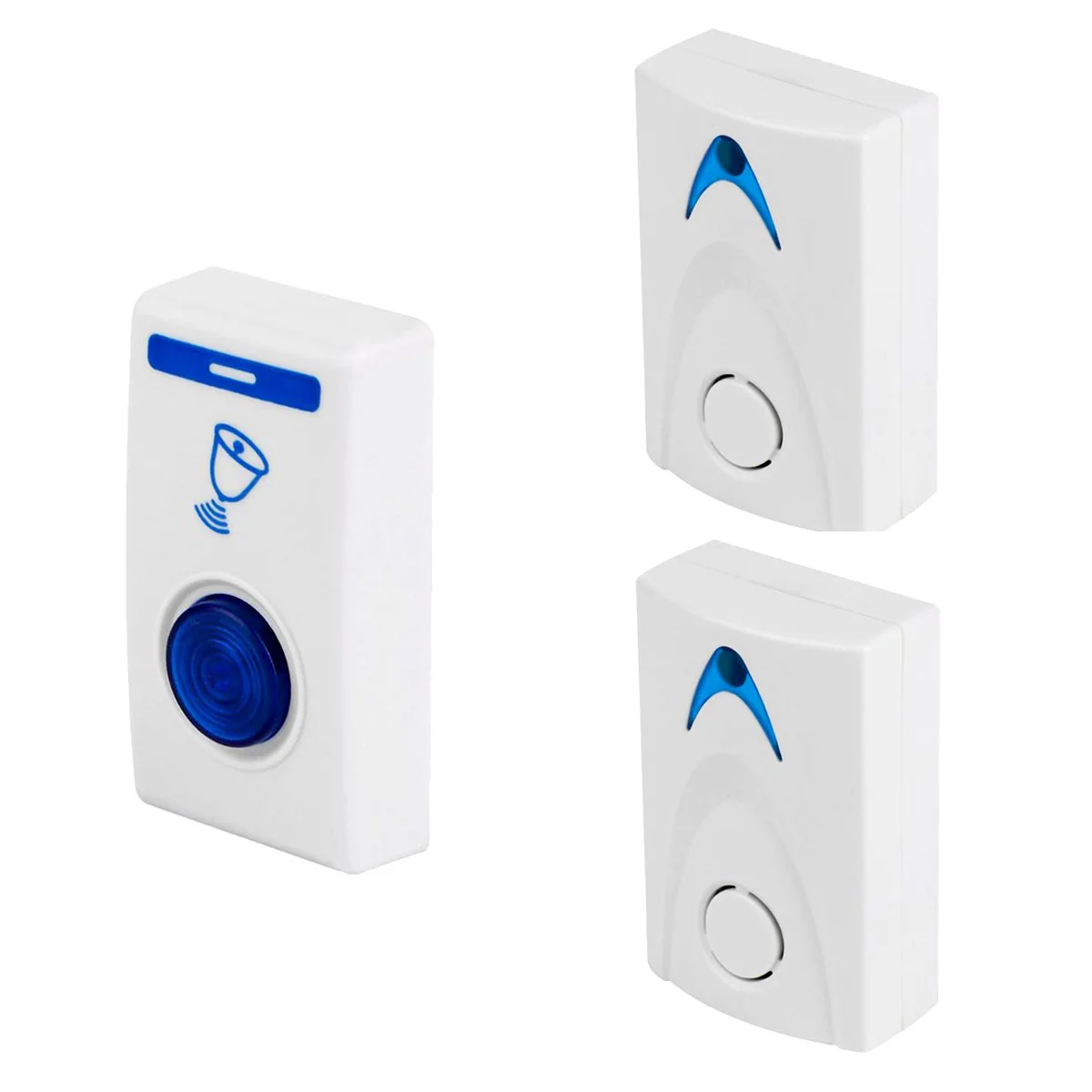 

White New Style high quality LED Wireless Chime Door 1*Bell Doorbell & 2*Wireles Remote control without battery