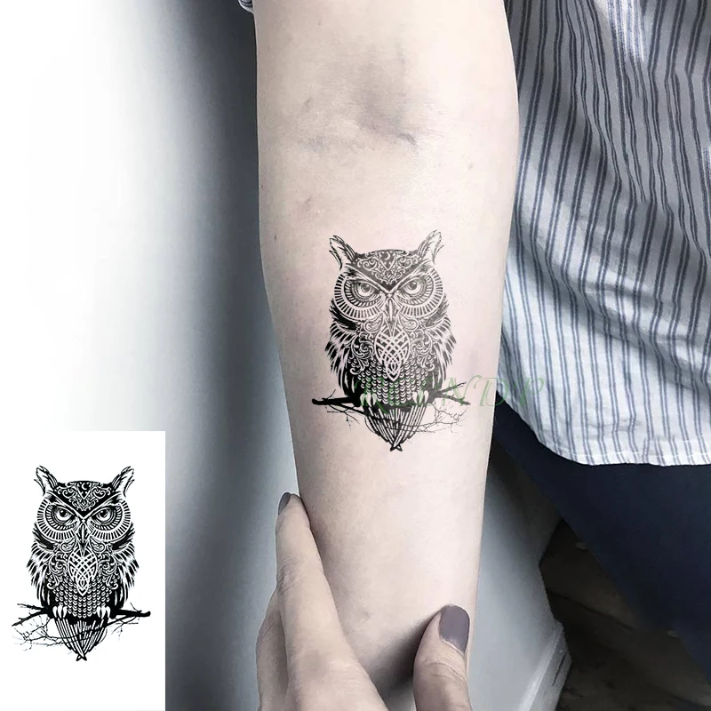 Водостойкая временная татуировка наклейка Сова Татуировка Птица Животное тату вспышка Затмение поддельные татуировки для мужчин и женщин