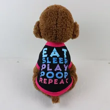 Одежда хлопковая футболка костюм щенка для маленькой собаки с круглым вырезом короткий рукав Алфавит Досуг Мода печатных футболк