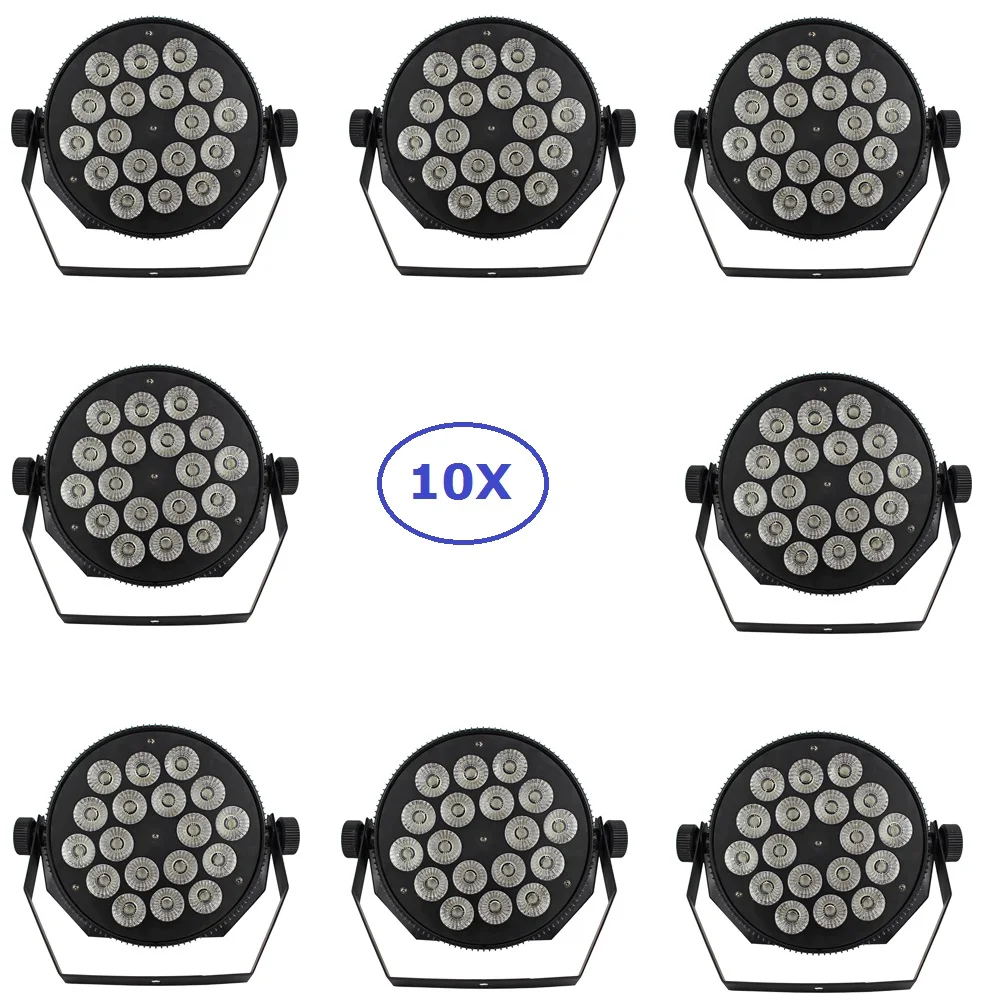 10Pcs/Lot 18X10W RGBW Quad Color Silent Par Lights High Quality Indoor Flat LED 8 DMX Channel NO Noise Free Shipping | Лампы и