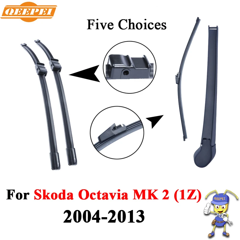 

QEEPEI Front and Rear Wiper Blade Arm For Skoda Octavia MK 2 ,2004-2013 Silicone Rubber Windshield Wiper Auto Car Accessories