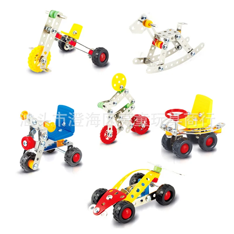 

Zhenwei 3D Alloy Take Apart Toys Screwing Blocks Construction Engineering STEM Learning Toy Race Car Trojans Tricycles Playset