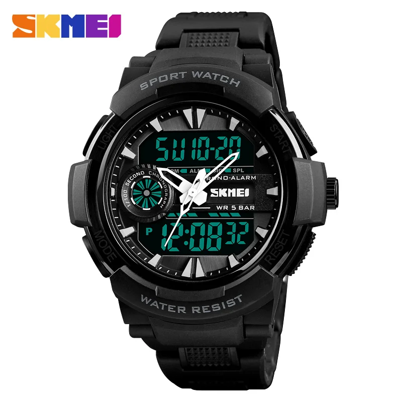 SKMEI мужские спортивные часы люксовый бренд цифровой задний светильник наручные часы водонепроницаемые аналоговые Мужские кварцевые часы Relogio Masculino 1320