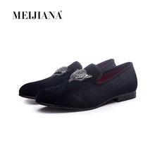 Комнатные туфли Для мужчин обувь Для мужчин Роскошные, модная Бархатные мужские туфли с лисьим мехом с пряжкой, украшенной стразами; свадебные лоферы