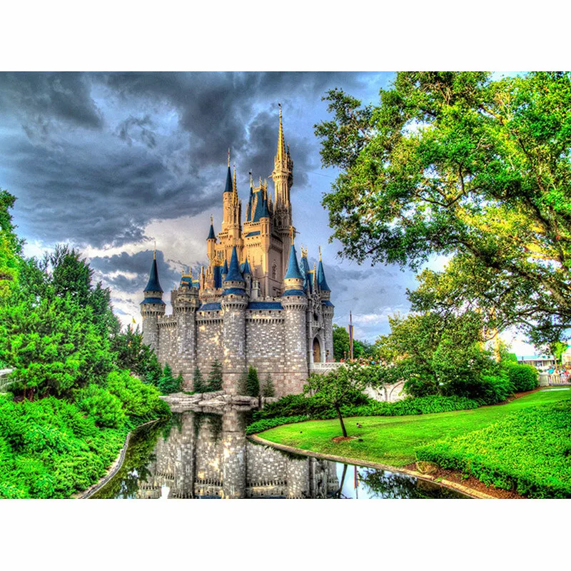 

Diamond Embroidery Castle Scenery 5D Full Square Diamond Painting Landscape Cross Stitch Full Needlework Round Children's Gift