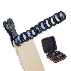 POWSTRO 10 в 1 HD телефон объектив камеры комплект Fisheye Широкий формат макро 2X телескоп объектив для iphone samsung для Xiaomi смартфоны