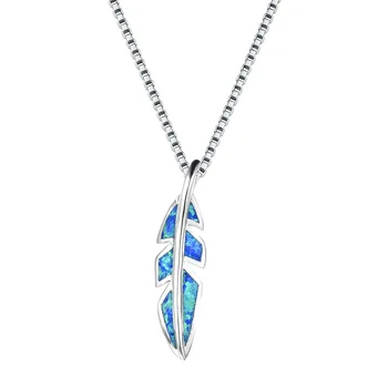 

European and American Fashion 925 Opal Leaf Necklace