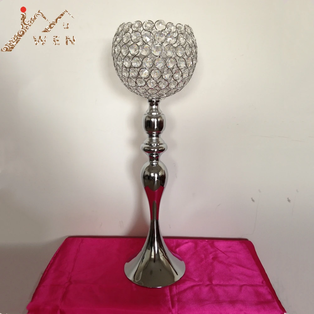 Classic Silver Candle Holder With 20 cm Crystals Ball Wedding Event or
