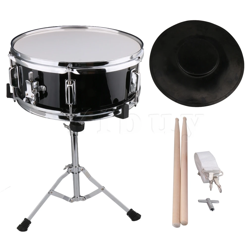 

Yibuy Black 14" Snare Drum Kit for Beginner with Drum Strap Stick Key Bracket