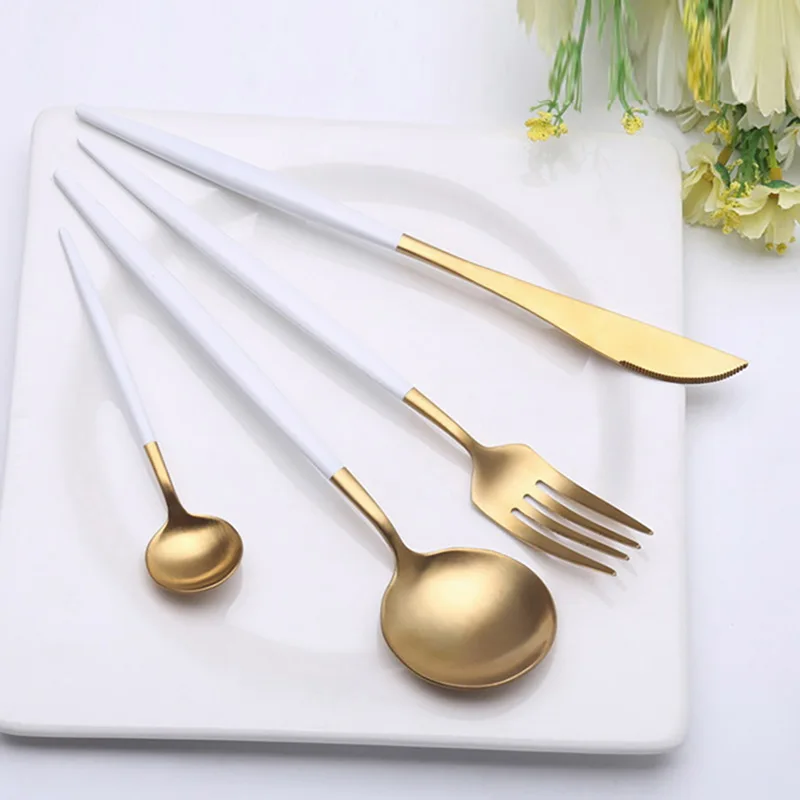 

Urijk Dinnerware Set Stainless Steel Cutlery Tableware Suit Portuguese Cutlery Silver Fork Multi Size European Style Top Quality