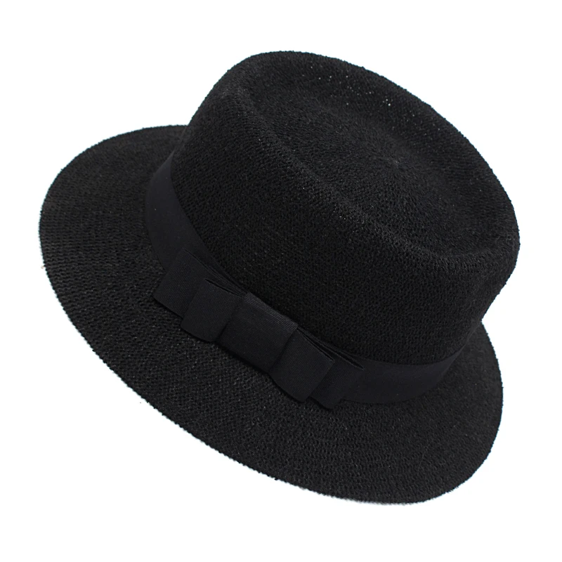 Women Autumn Knitted Fedoras Ladies Solid Color Knitted Casual Panama