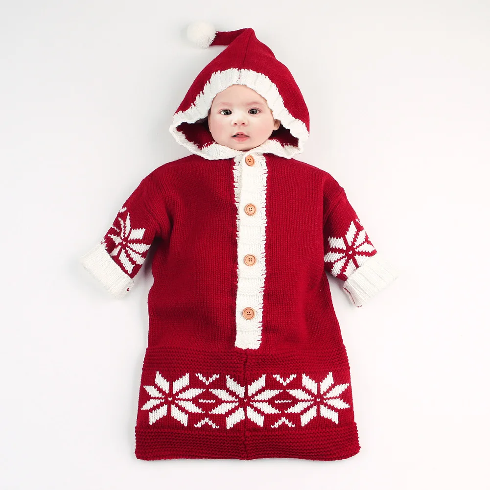 

Baby Hooded Blanket Newborn Baby Sleeping Bag Receiving Blankets Infant Baby Sleeping Bag Christmas Snowflake Winter Sleepwear