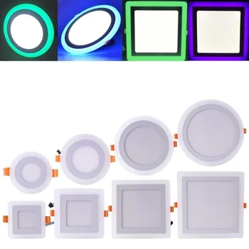 

LED Panel Light 6W 9W 18W 24W Round Square Concealed Dual Color Cool White+Blue/Red/Pink/RGB Lamp Downlight AC100-265V