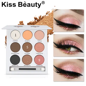 

Kiss beauty shimmer matte eyeshadow palette waterproof long lasting peach pumpkin shimmer eyeshadow metallic powder KB005
