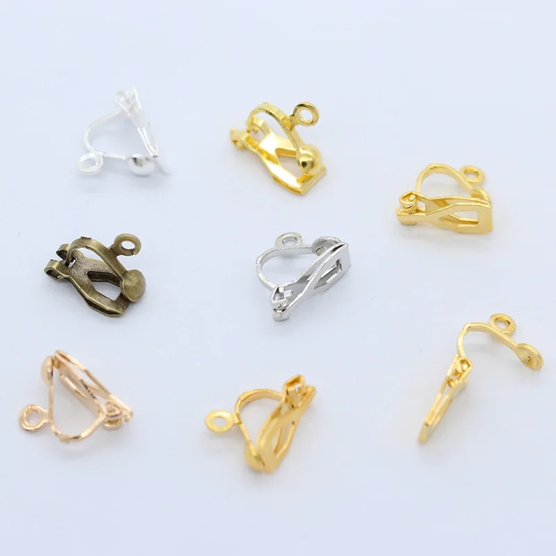 

10p 5-color 10x13mm triangle shape No Pierced Clip On Earring Ear Clip Wires Earring Converter with Loop earring jewelry finding