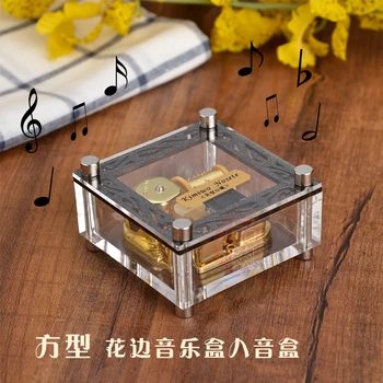 

Gold Plated acrylic pattern music box music box gift birthday gift in the choice of decoration