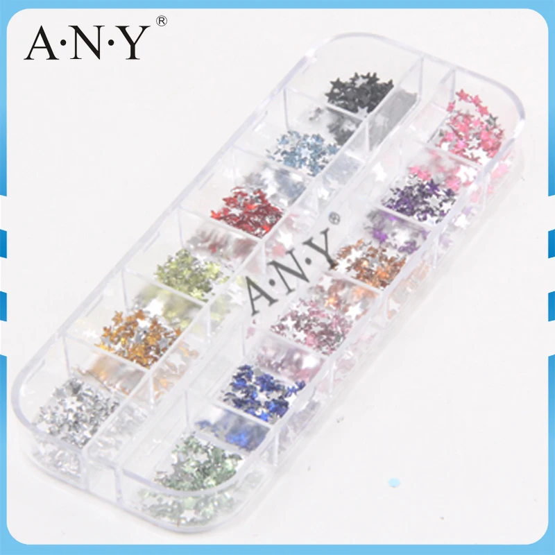 

2016 ANY Colorful Fashion Nail Design 12 Colors 3D Acrylic Star Nail Art Decoration Single Box
