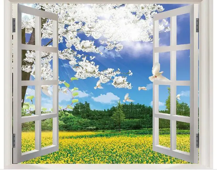 3d wallpaper custom photo 3 d TV setting wall scenery outside the window mural papers home decoration | Обустройство дома