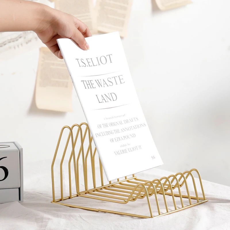 Metal Table Storage Basket Chic Nordic Scandinavian Gold Desk Storage Basket Magazine Organizer bookend Home Decor