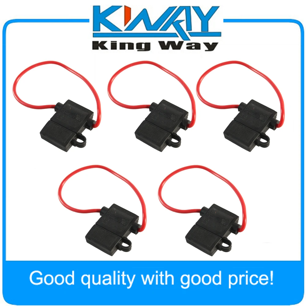 5pcs In Line Standard Blade Fuse Holder Splash Proof for 12V 30A Fuses