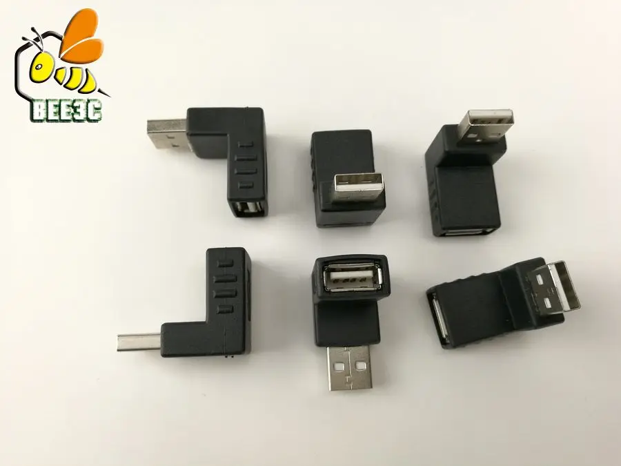 USB 2,0 мужчина к гнезду угловой разъем адаптера для ноутбука ПК компьютера 90 180 градусов U L форма корсс черный желтый 300 шт