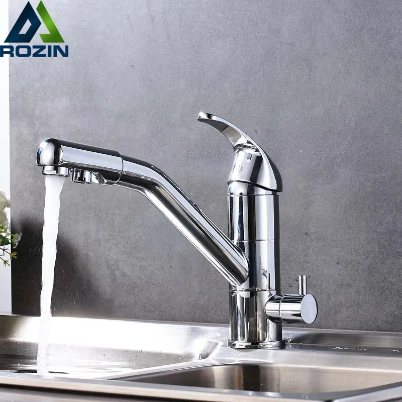 

Chrome Kitchen Faucet Deck Mount 360 Degree Rotation with Water Purification Mixer Tap Bathroom Kitchen Drinking Water Taps