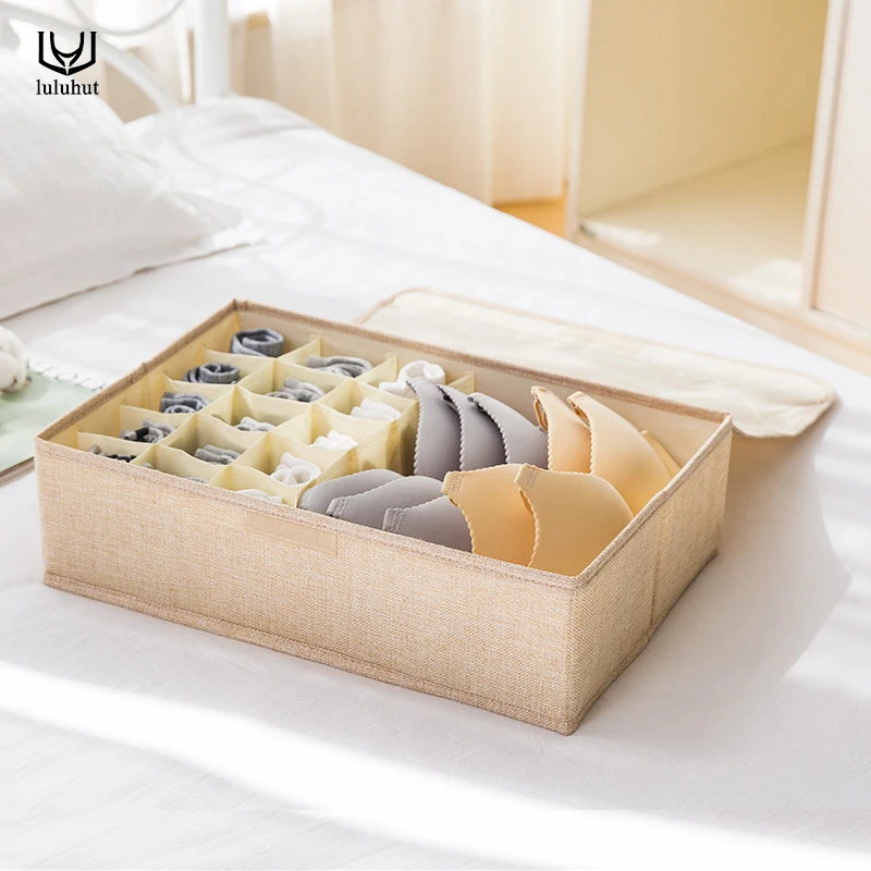 Luluhut قابل للغسل صندوق تخزين الملابس الداخليّة طوي مختلف شبكات الجوارب المنظم درج حمالات الصدر فرز مربع المنزل منظمة