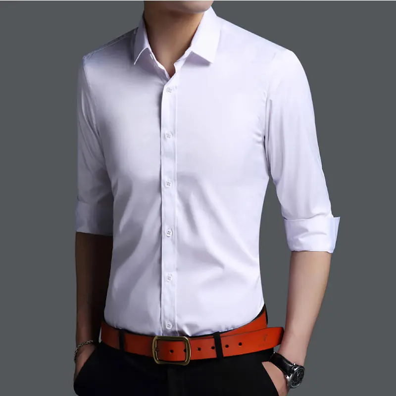 HEISMR. C Новая мужская рубашка с длинным рукавом, мужская рубашка, качественная, брендовая, не проглаженная, официальная, деловая, мужская рубашка, Camisa BK08