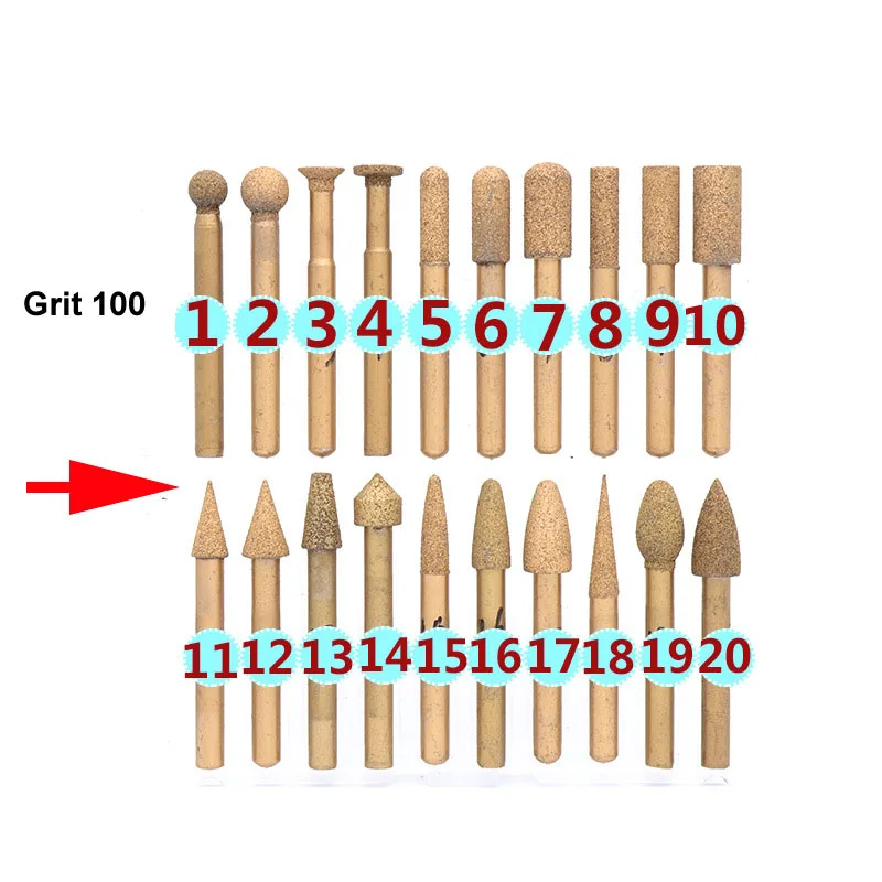 

5pcs Brazed Diamond Grinding Jade Peeling Stone Carving Grinding Head 6mm Handle Electric Grinding Head