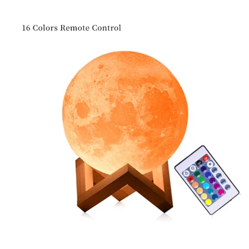

3D Print Moon Lamp 16 Colorful Change Touch Usb Led Night Light for Home Decoration Creative Gift moon light with 24key remote