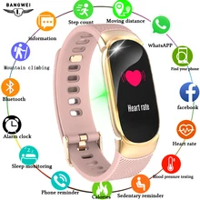 BANGWEI 2019 Smart Sport Watch Women IP67 Waterproof Watch Heart Rate Sleep Monitor Information Call Reminder smartwatch + Box