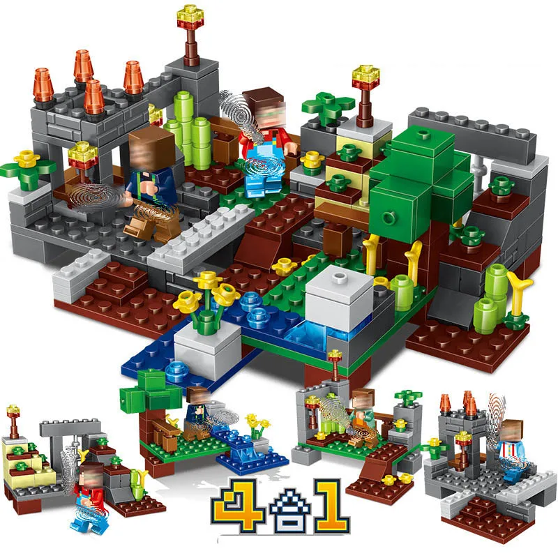 

296pcs 4 in 1 Town guardian Children's educational toys Compatible Legoeds minecrafted Assembling blocks figures children Toys