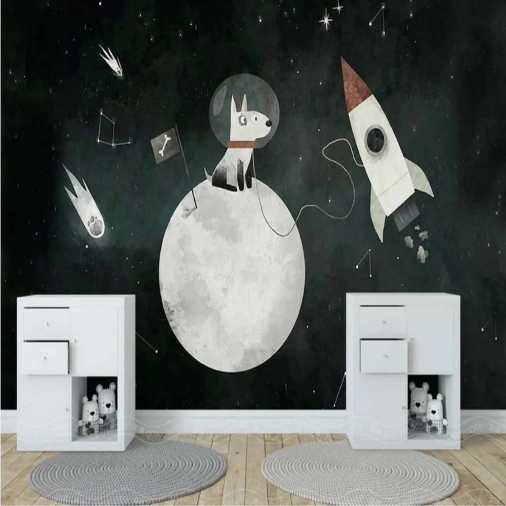 Us 9 49 50 Off Hand Painting Space Universe Wallpaper Wall Murals Decals 3d Wall Paper Rolls For Living Room Kids Bedroom Dog Carton Wallpapers In