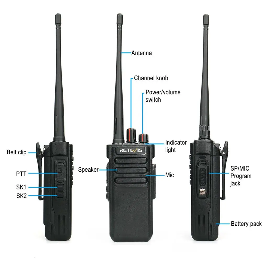 2 шт. RETEVIS RT29 рация 10 Вт UHF (или VHF) IP67 Водонепроницаемый VOX CTCSS/DCS удобный