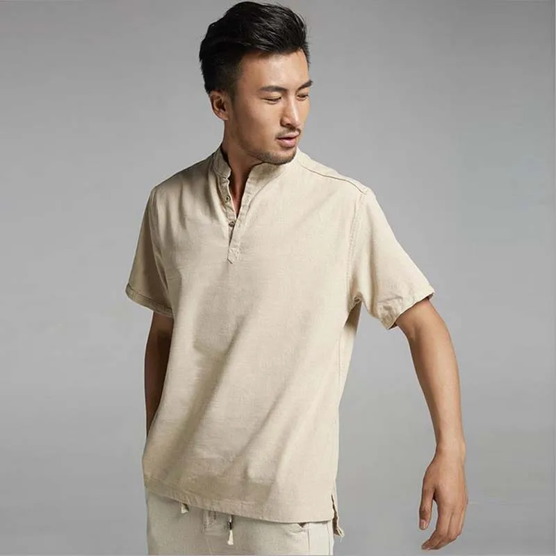 Buy Summer Men Luxury Linen Cotton T Shirts Casual