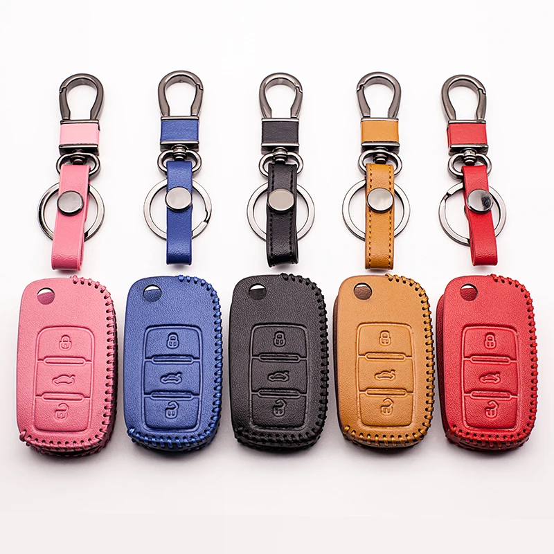 

Car styling Newest Leather Car Key Cover for VW polo passat b5 golf 4 5 6 jetta mk6 tiguan Gol CrossFox Plus Eos Scirocco Beetle