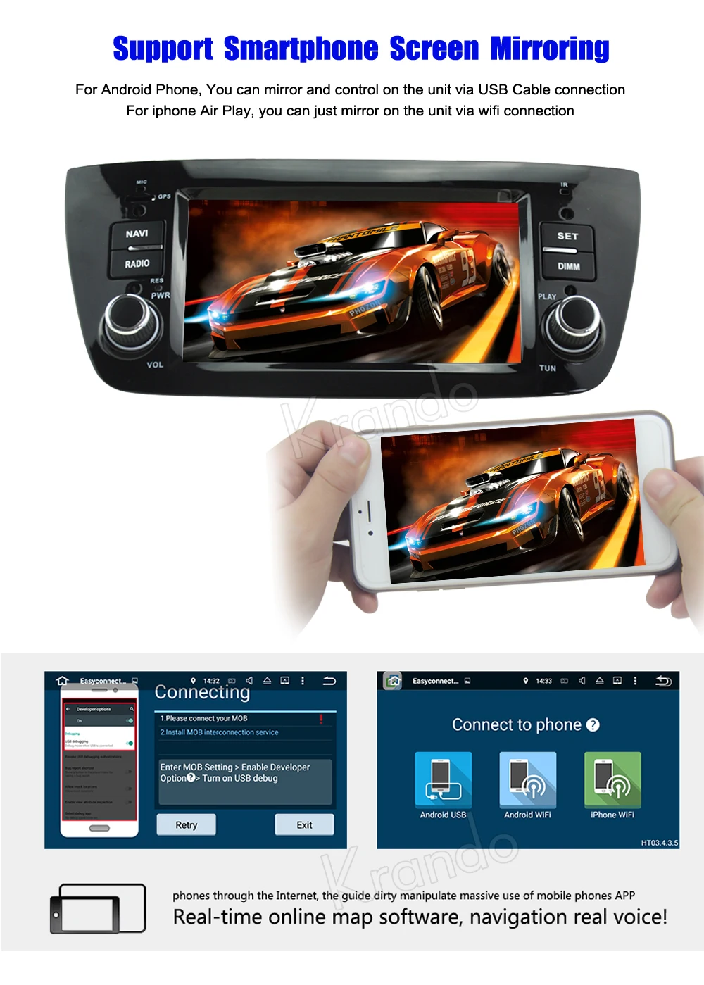 Cheap Krando Android 8.0 car multimedia radio for fiat doblo 2010-2014 car gps navigation system wifi Steering wheel control 9