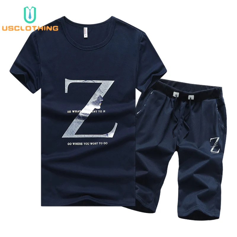 

2Pcs T Shirt Sets Summer Men Set T Shirts+Shorts Suit Sportswear Set Men's Clothing Sets Men's Tracksuit Beach Sweatshirt NB45C