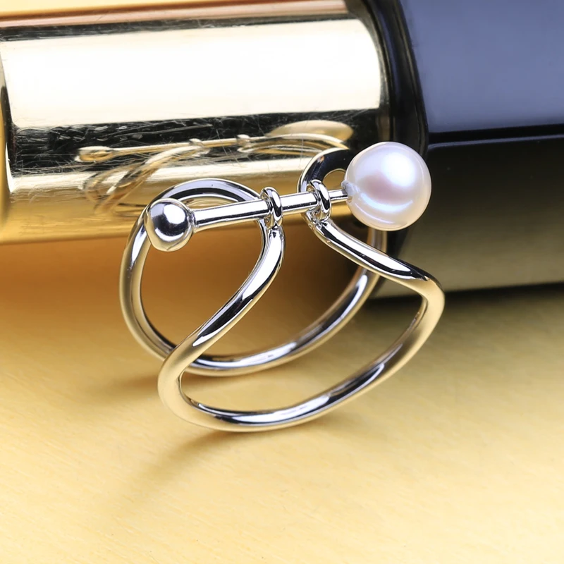 FENASY, ювелирные изделия из жемчуга, микрофонный дизайн, круглые жемчужные кольца, натуральный пресноводный жемчуг, 925 пробы, серебряные кольца для женщин