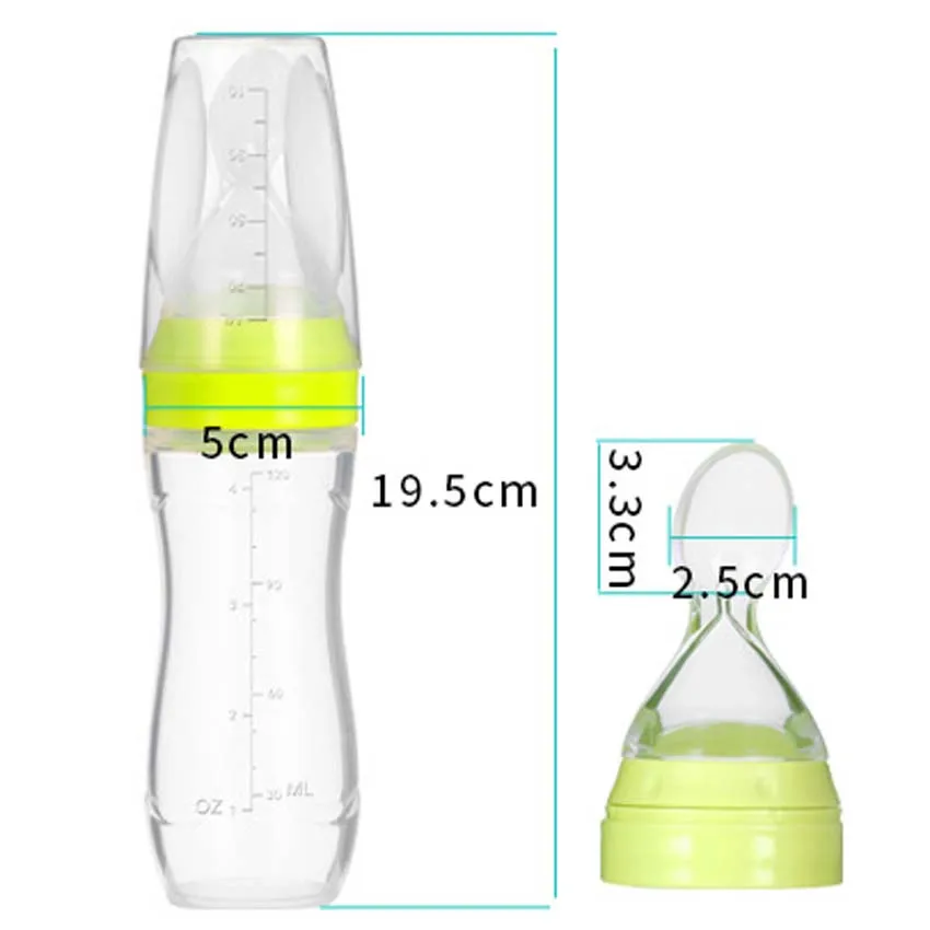120ml safety silicone baby bottle with spoon food supplement rice