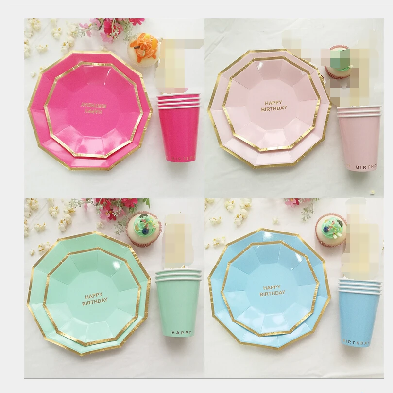 Colorful Birthday Party Decoration Supplies Disposable Tableware Set