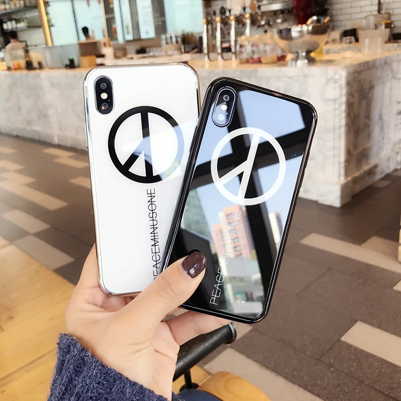 

Luxury Fashion Bigbang G-Dragon Fans Design Peaceminusone Anti-War Phone Case For iPhone X 6s 7 8 Plus Plating Mirror Back Cover