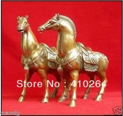 

[Nice Discount ] fast Shipping a Pair Chinese bronze brass Horses Statue figurine 6.4"H